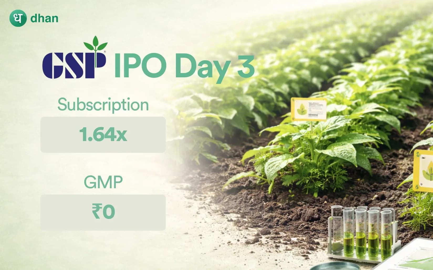 GSP Crop Science IPO Day 3: 1.64x Subscribed & GMP Rs. 0